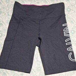Calvin Klein Black Bike Shorts with Logo And Pockets.